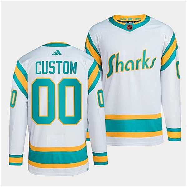 Mens San Jose Sharks Custom White 2022 Reverse Retro Stitched Jersey